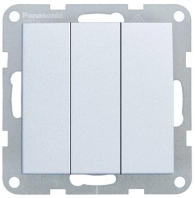 Intrerupator triplu 10A, IP20, Argintiu, Panasonic Karre Plus 55