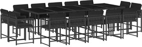 vidaXL Set mobilier de grădină cu perne, 15 piese, negru, poliratan