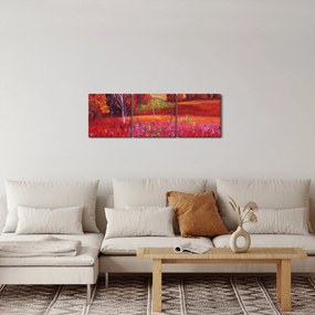 Tablou - Peisaj roșu (cu ceas) (90x30 cm)