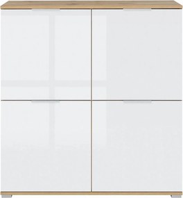 Comoda ZELE KOM4D, alb/stejar wotan, PAL, 104x41x106 cm