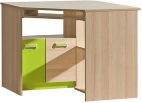 Masă PC pe colţ, frasin/verde, EGO L11