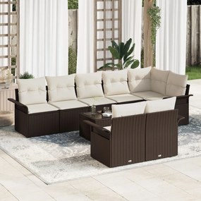 vidaXL Set de canapele pentru grădină cu pernă 9 pcs Maro Rattan poli