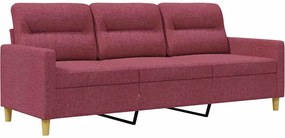 vidaXL Canapea cu 3 locuri, roșu vin, 180 cm, material textil