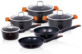 Set oale si tigai marmorate (10 piese) din aluminiu turnat Granit Diamond Line Berlinger Haus BH 1111N