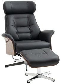 HOMCOM Fotoliu relax cu suport pentru picioare, fotoliu de relaxare cu spătar înclinabil, tetieră reglabilă, 80x84x108 cm, negru | Aosom Romania