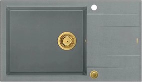 Chiuveta compozit incastrata Quadron Unique Evan 136 XL gri - auriu 86x50 cm