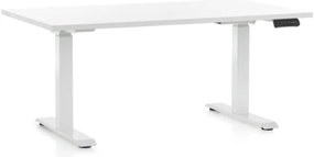 Masa inaltime reglabila OfficeTech D, 140 x 80 cm, bază albă, alb