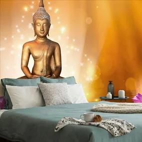 Tapet autoadeziv statuie Buddha pe o floare de lotus
