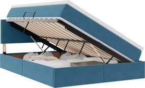 vidaXL Pat cu saltea și LED Albastru închis 140 x 200 cm Catifea
