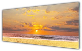 Tablou pe sticla Sea Sun Beach Peisaj Albastru Galben Maro
