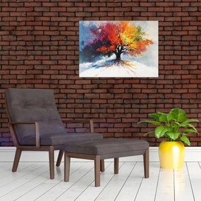 Tablou pe sticlă - Copac multicolor (70x50 cm)