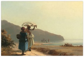 Tablou - Camille Pissarro, Two Women Chatting by the Sea, St. Thomas, reproducere (90x60 cm)