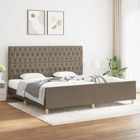 3125328 vidaXL Cadru de pat cu tăblie, gri taupe, 200x200 cm, textil