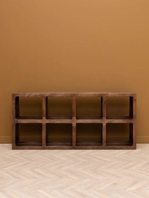 Etajeră din lemn de mango, cu 8 rafturi, maro antichizat, finisaj vintage, 82.5×32×181 cm, „Cubia"