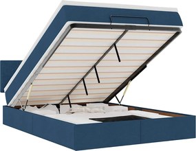 vidaXL Pat otoman cu saltea albastru 140x190 cm stofa