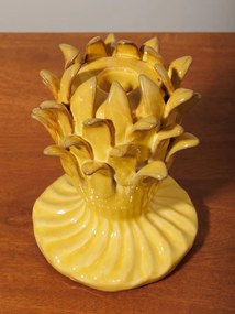 Suport lumanare galben din ceramica H14.5cm Artichoke