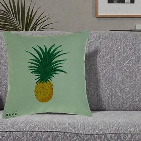 Perna Decorativa Ananas Tropical, 40x40 cm, Verde, Husa Detasabila, Perna Inclusa, BEKZ®