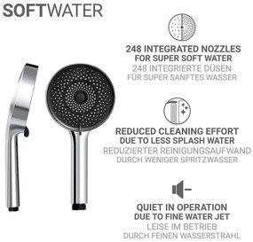 Set de duș argintiu din oțel inoxidabil 70 cm cu duș de mână, cu suport glisant Softwater – Wenko