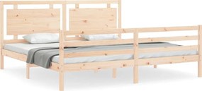 vidaXL Cadru pat cu tăblie 200x200 cm, lemn masiv de pin