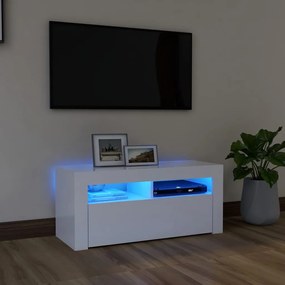 Comoda TV cu lumini LED, alb, 90x35x40 cm 1, Alb