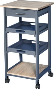 HOMCOM Carucior Bucatarie Sertar 2 Tavi Glisante Blat Fix Lemn Pin MDF 37x37x76cm Gri Stejar | Aosom Romania