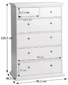 Comoda PAL infoliat MDF lacuit, alb, PARIS 76718