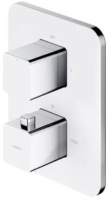 Baterie cada - dus incastrata Omnires Parma termostatata - alb cu corp ingropat