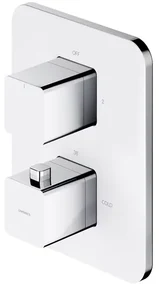 Baterie cada - dus incastrata Omnires Parma termostatata - alb cu corp ingropat