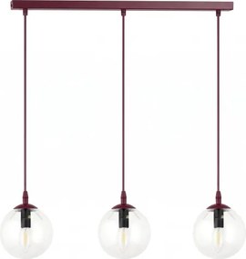 Candelabru cu cablu COSMO 3xE14/10W/230V roșu/transparent
