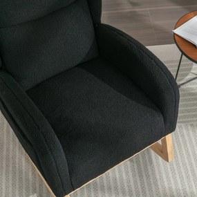 Scaun balansoar modern cu husă din material Teddy, Negru | Aosom Romania