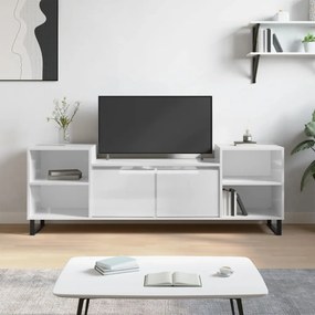 vidaXL Comodă TV, alb extralucios, 160x35x55 cm, lemn prelucrat