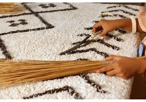 Covor crem lavabil/țesut manual din bumbac 170x240 cm Bereber Rhombs – Lorena Canals