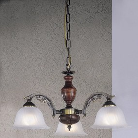 Candelabru 3 brate design italian din alama cu lemn 2700