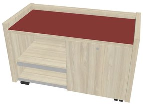 Comodă mobilă Verno 100 x 50 cm cu sticlă, dreapta, salcâm / roșu