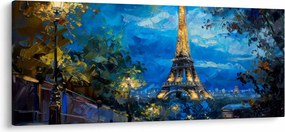 Tablou - Pictură în ulei a Turnului Eiffel (120x50 cm)