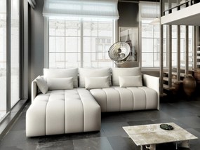 Colțar extensibil dumonde cu ladă de depozitare si sezut confortabil din spuma high-density, Malta Enjoy Beige 235x185 cm