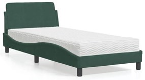 vidaXL Pat cu saltea, verde închis, 80x200 cm, catifea