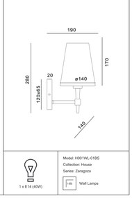 Aplica de perete stil clasic Zaragoza MYH001WL-01BS