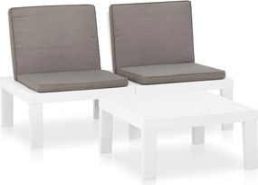 vidaXL Set mobilier de grădină cu perne, 2 piese, alb, plastic