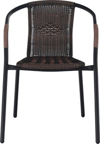 Scaun stivuibil, răchită sintetică maro/metal negru, DOREN