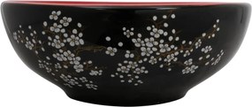 vidaXL Lavoar de blat, negru și roșu, rotund, Φ41x14 cm, ceramică