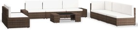 vidaXL Set mobilier de grădină, 9 piese, maro, poliratan