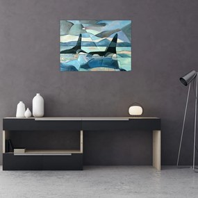 Tablou pe sticlă - Balene (70x50 cm)