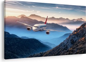 Tablou - Avion peste crestele montane (90x60 cm)