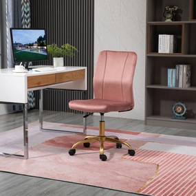 Vinsetto Scaun de birou design contemporan cu pivot 360° ergonomic spătar curb înălțime reglabilă înveliș din catifea 56 x 60 x 102 cm roz și aurie | Aosom Romania