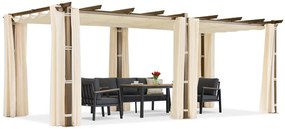 Barbados pergolă terasă 3x6 m cu perdele Garden Point woodlike-beige