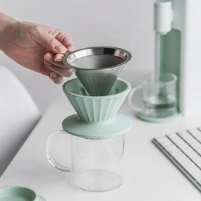 Cana cu filtru de cafea Buydeem CD1024-VO, 300 ml, Sticla borosilicata, Otel inoxidabil, Portocaliu