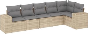 vidaXL Set canapele de grădină cu perne, 6 piese, bej, poliratan