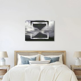 Tablou pe sticlă - Munții din Islanda, colaj geometric (70x50 cm)