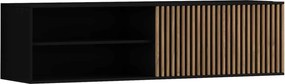 Comodă TV lemn masiv Suspendată Sia Negru, 150 × 40 × 40 cm